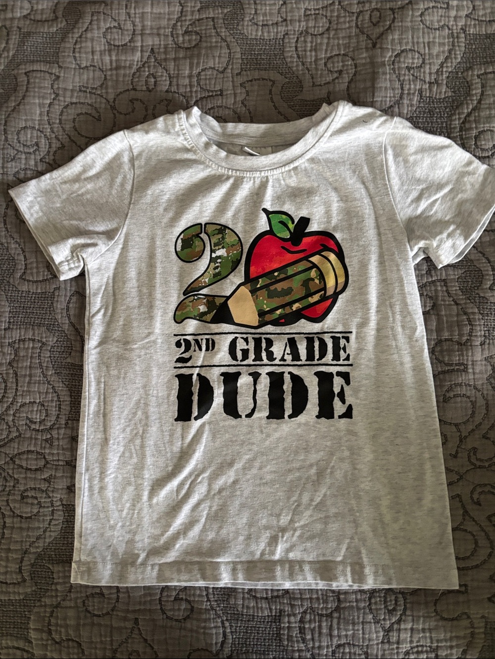 Gray "2nd Grade Dude" Graphic Kids T-Shirt